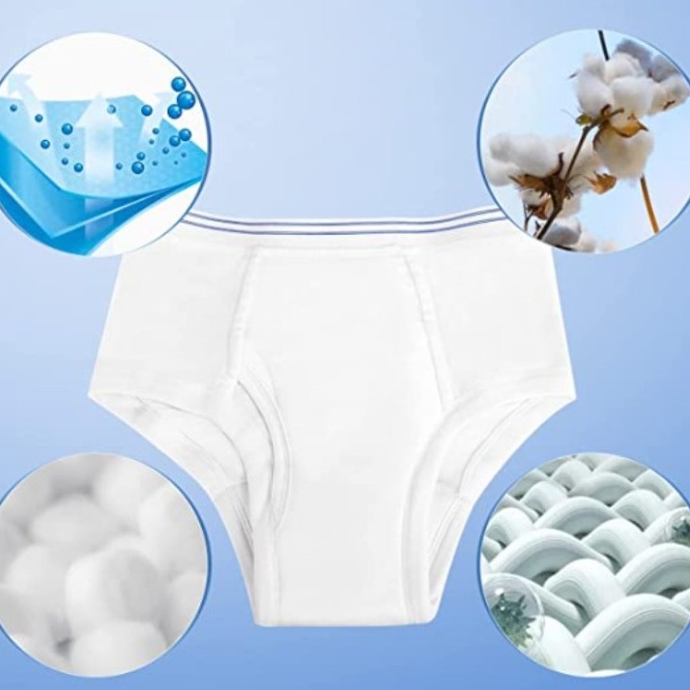 Comfort Finds Men's Reusable Incontinence Briefs in 2 colors - White and gray to